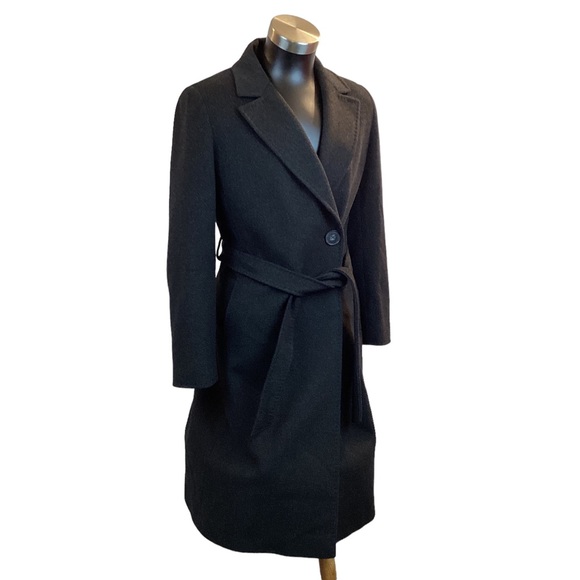 Cinzia Rocco Loro Piana Superfine Black Wool Coat Italy Wrap Trench Capsule - Picture 3 of 15